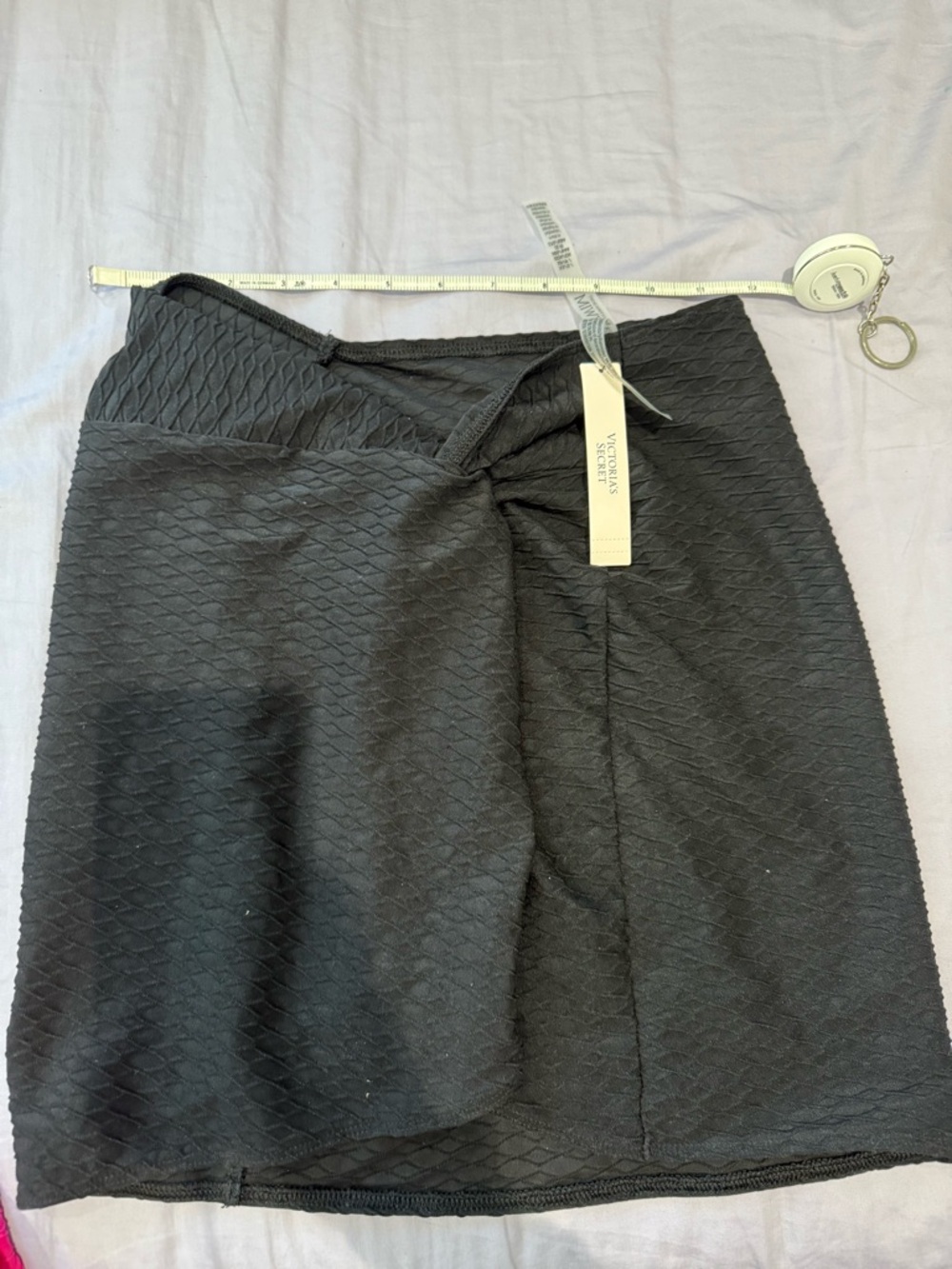 Victoria's Secret Black Textured Mini Skirt with Crossover Waist
